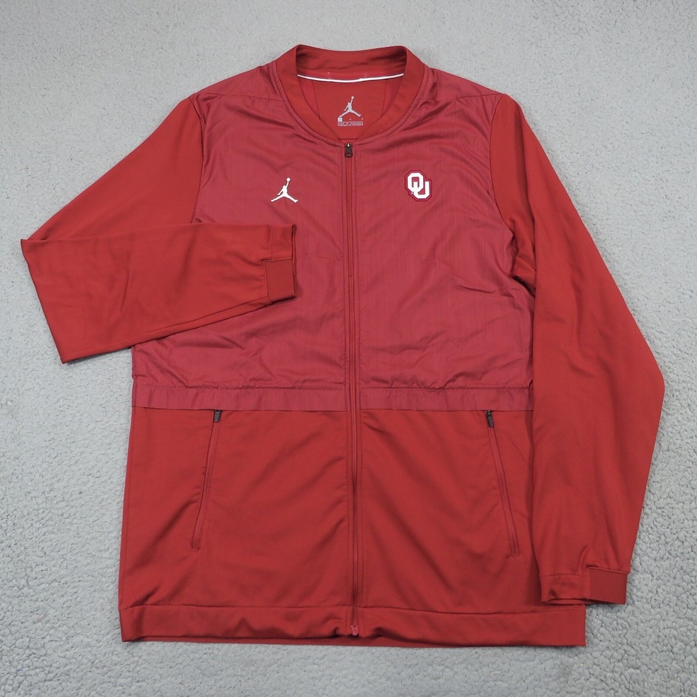 Jordan Oklahoma Sooners Jacket Mens Large Full Zip Vented Windbreaker Hybrid OU